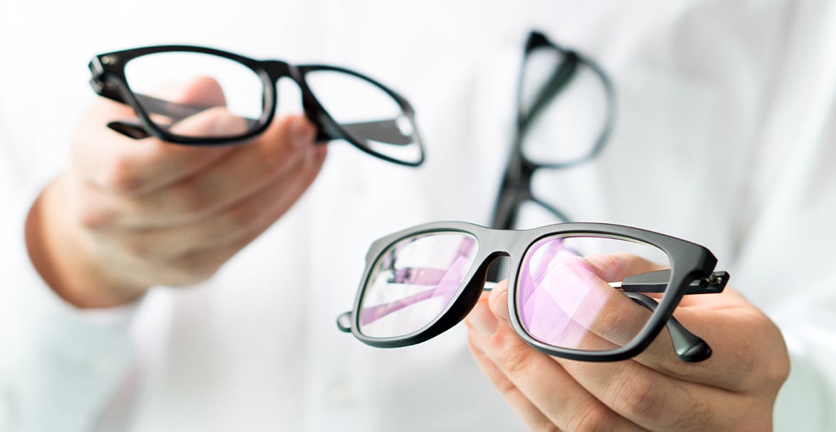 Eye exam and store 2 pair of glasses